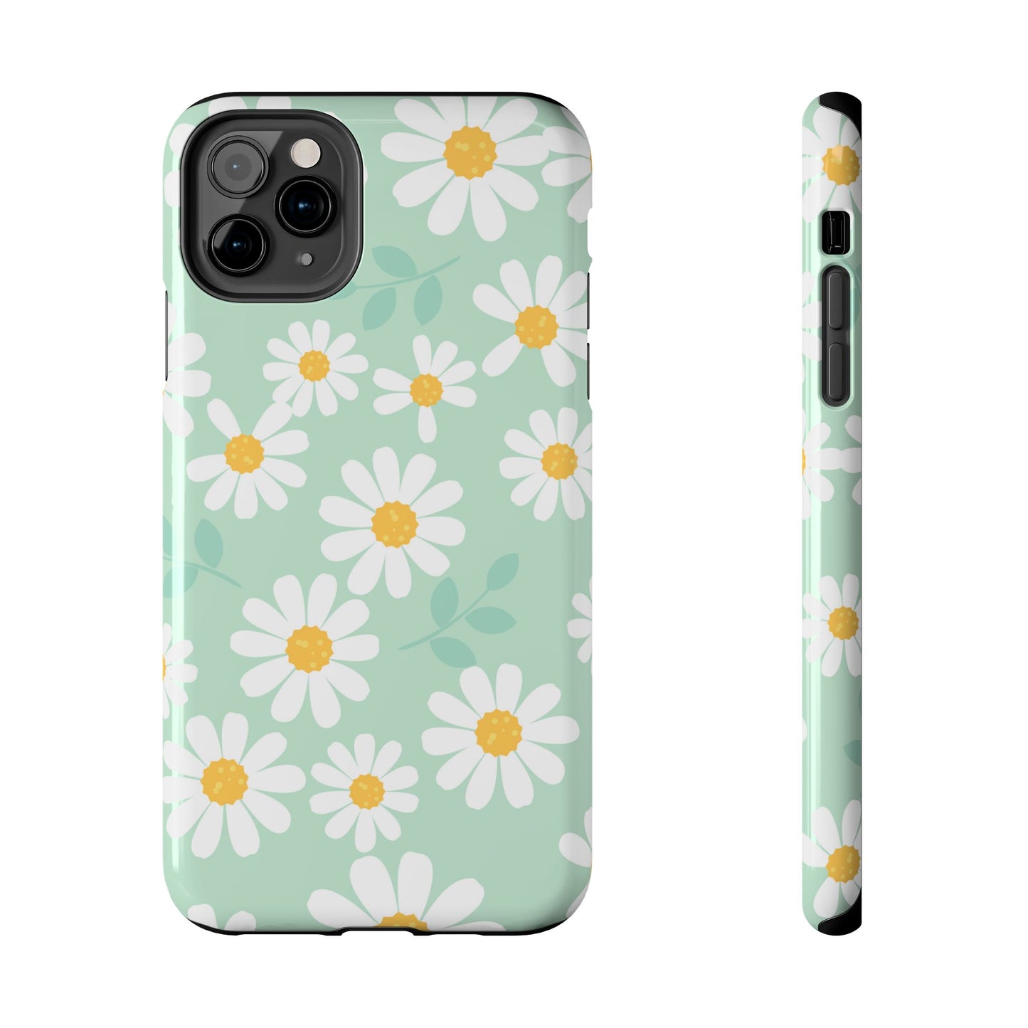 Pastel Daisy iPhone Case – Soft Mint Green Floral Design, Slim and Durable - BOGO Cases