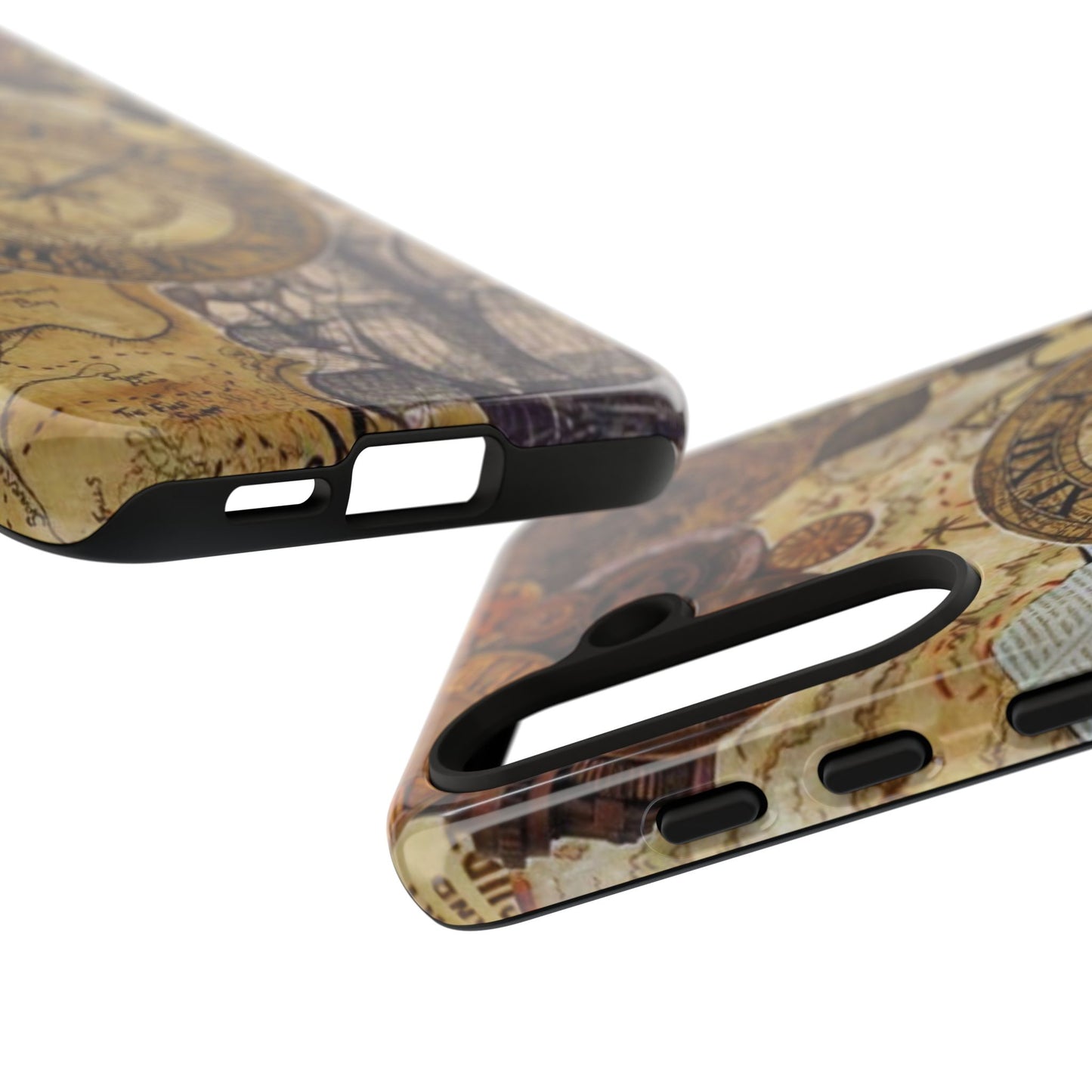 Steampunk Vintage Adventure Samsung Galaxy Case – Dual-Layer Protection with Antique Map and Clock Design