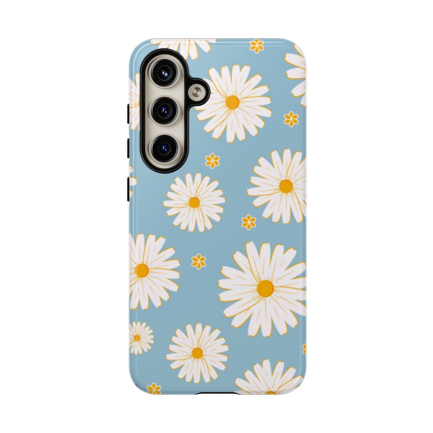 Bright Daisy Samsung Galaxy Case – Light Blue Background, Shockproof and Slim Design