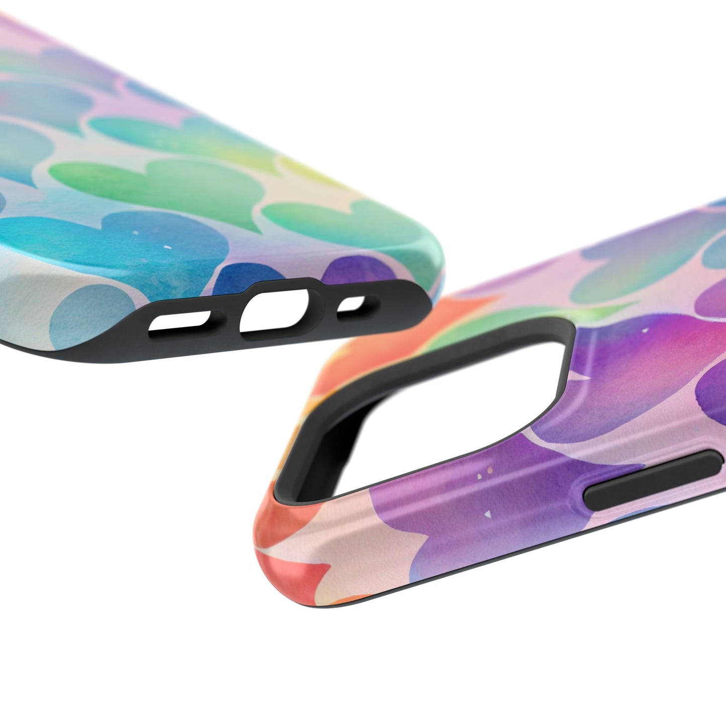 Rainbow Hearts Watercolor iPhone Case – Slim Design, Glossy Finish