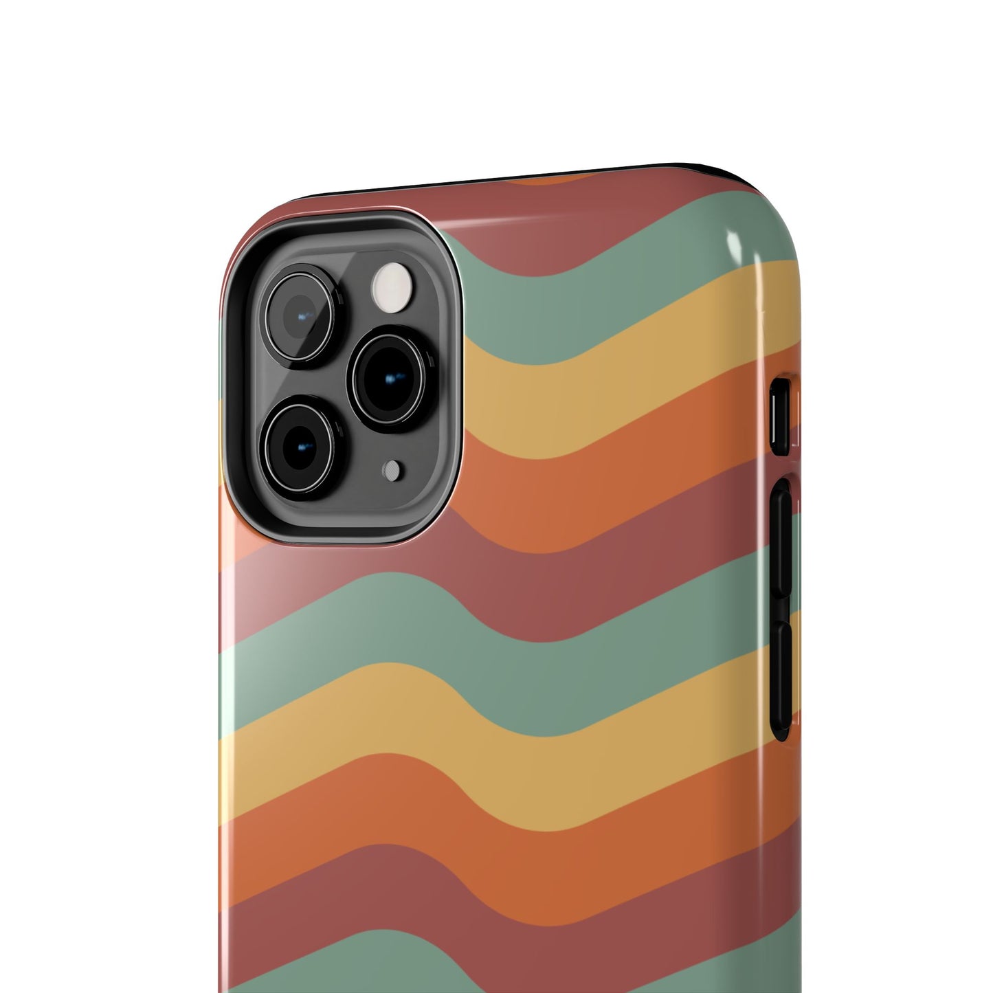 Retro Vibe Wavy Stripes iPhone Case – 70s-Inspired in Teal, Orange, and Rust