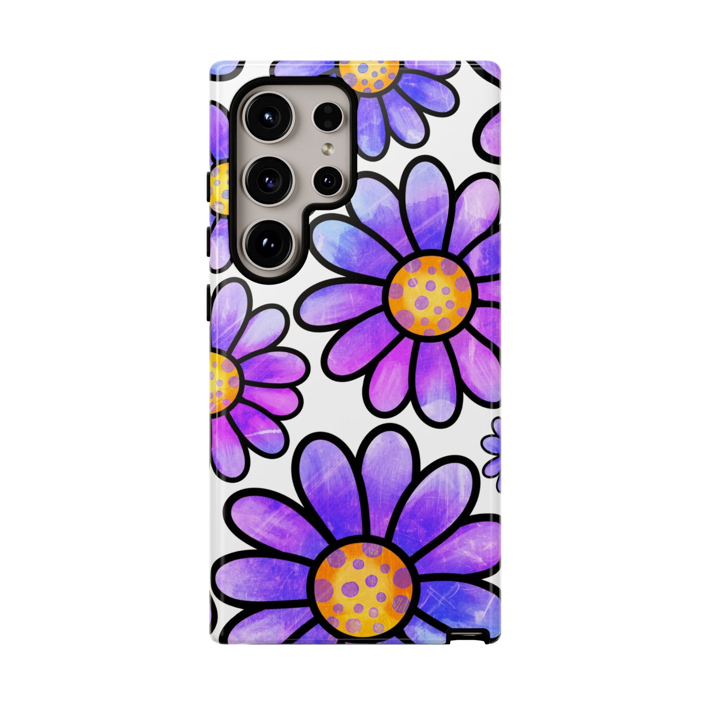 Purple Daisy Delight Samsung Galaxy Case – Slim Profile, Glossy Finish