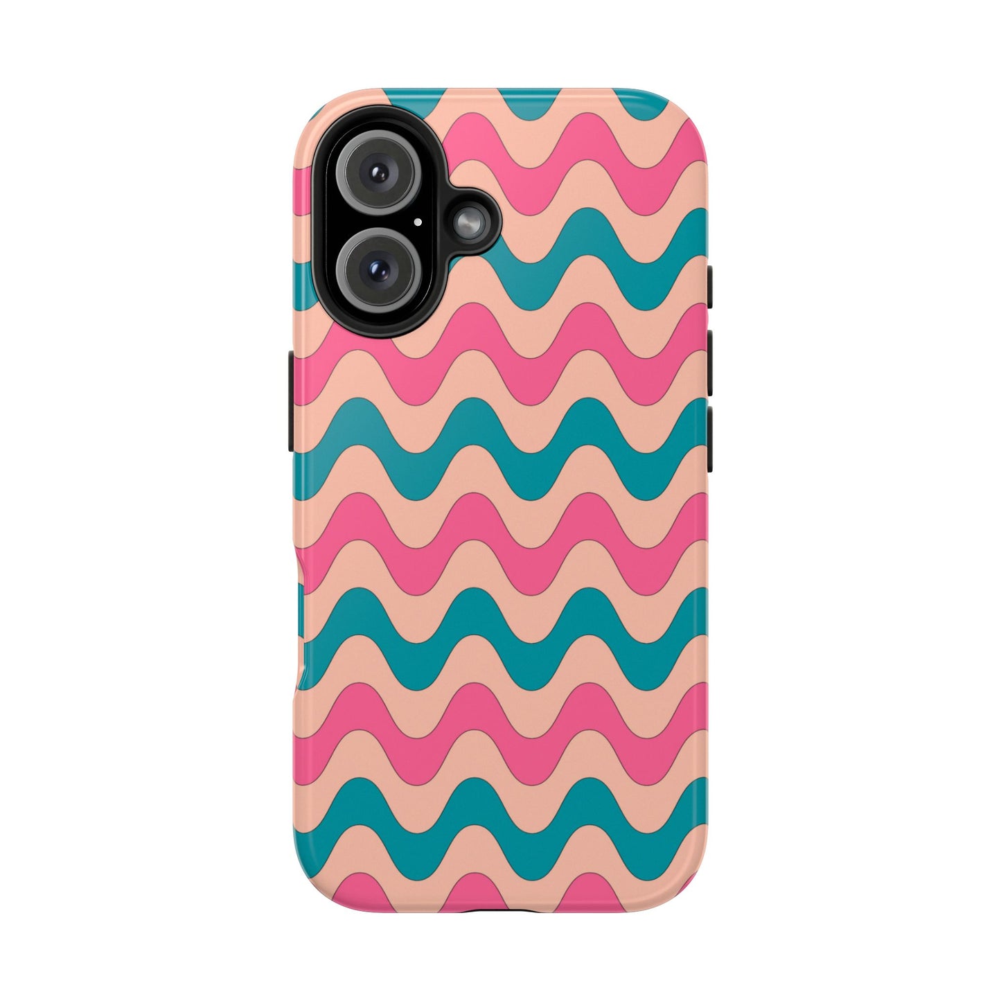 Retro Waves Pattern iPhone Case – Shockproof Design with Dual-Layer Protection