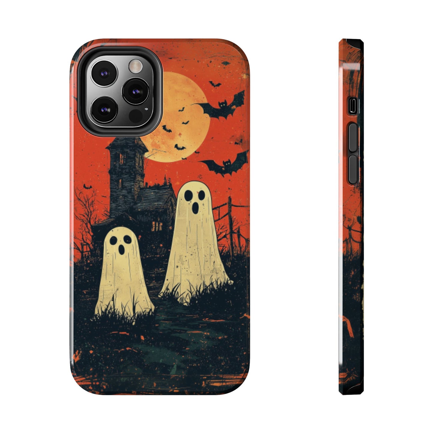 Haunted House & Ghosts iPhone Case – Spooky Halloween Full Moon Design