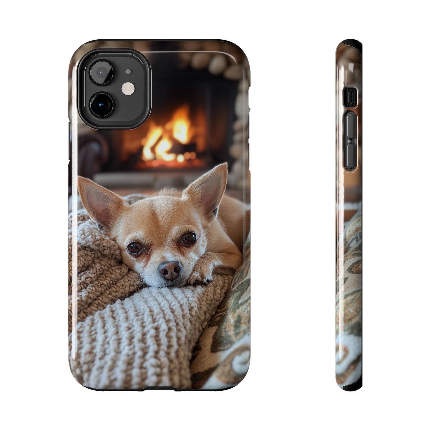 Relaxing Chihuahua by Fireplace iPhone Case – Warm and Stylish Protection
