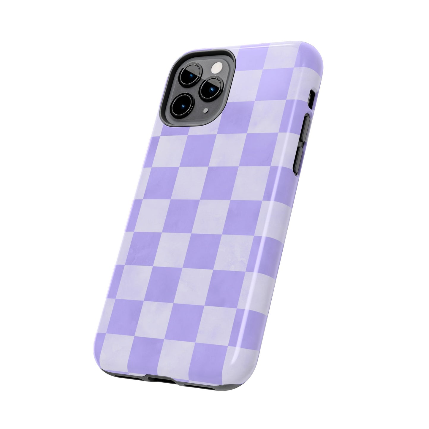 Lavender Checkerboard iPhone Case – Shockproof, Smooth Matte Finish, Dual-Layer Design