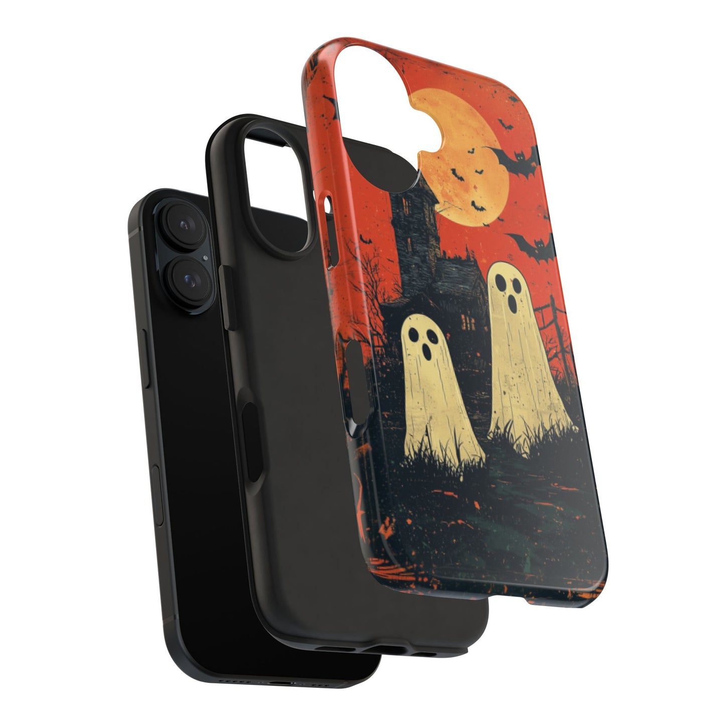 Haunted House & Ghosts iPhone Case – Spooky Halloween Full Moon Design
