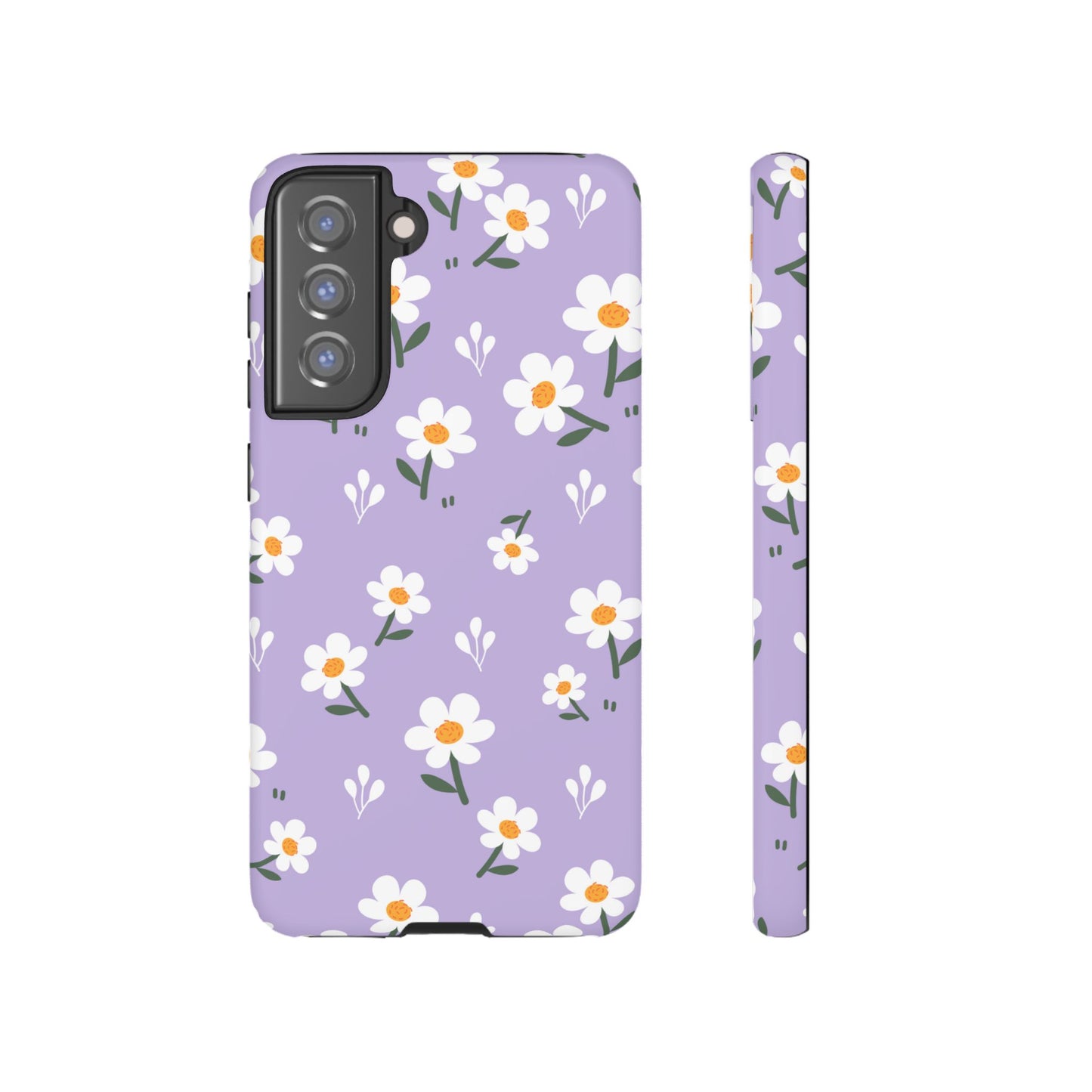 Purple Daisy Garden Samsung Galaxy Case – Soft Lavender Background, Shockproof Protection with Slim Fit