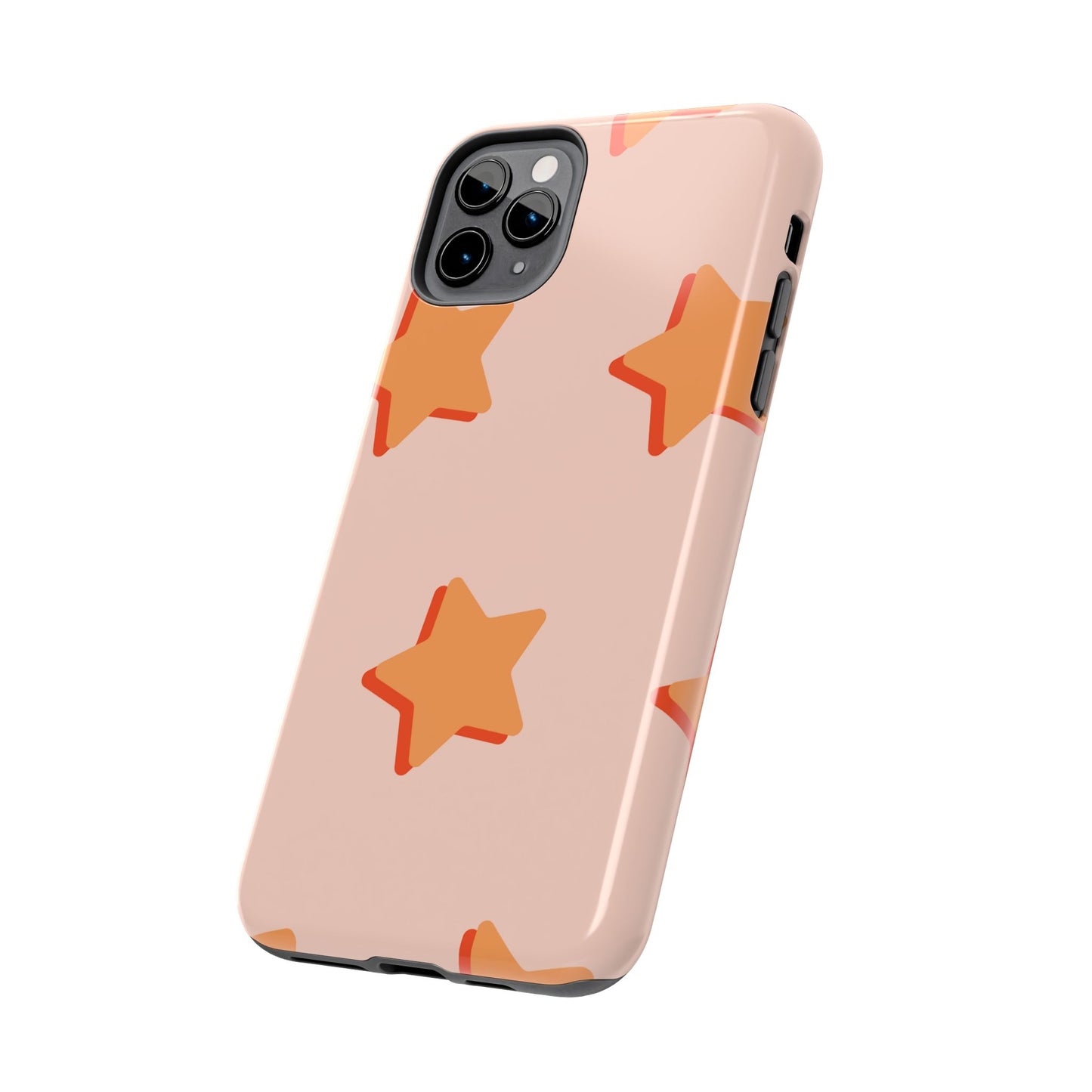 Retro Orange Stars iPhone Case – Shock-Resistant, Smooth Matte Finish, Dual-Layer Design