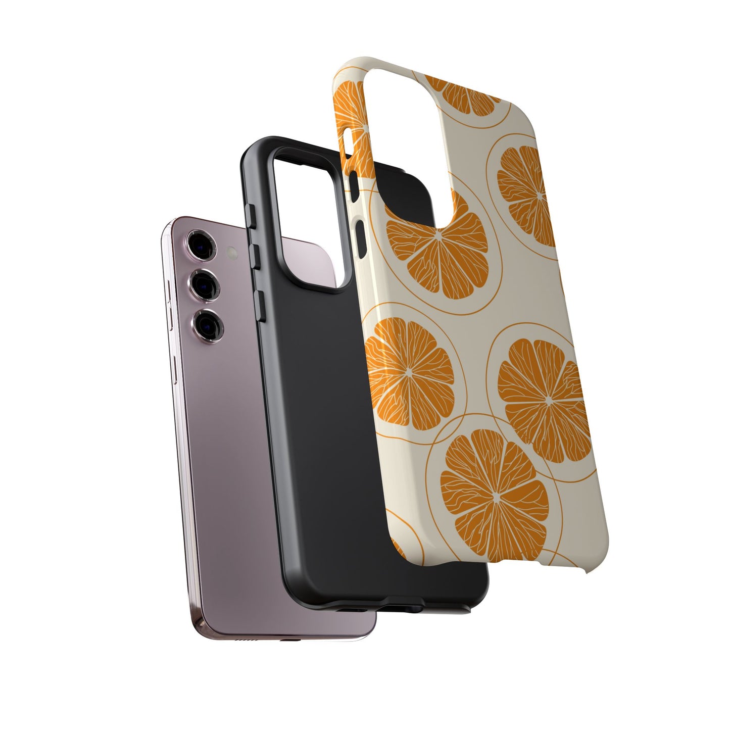 Citrus Burst Pattern Tough Samsung Galaxy  Case – Bold Orange Design, Shockproof Protection