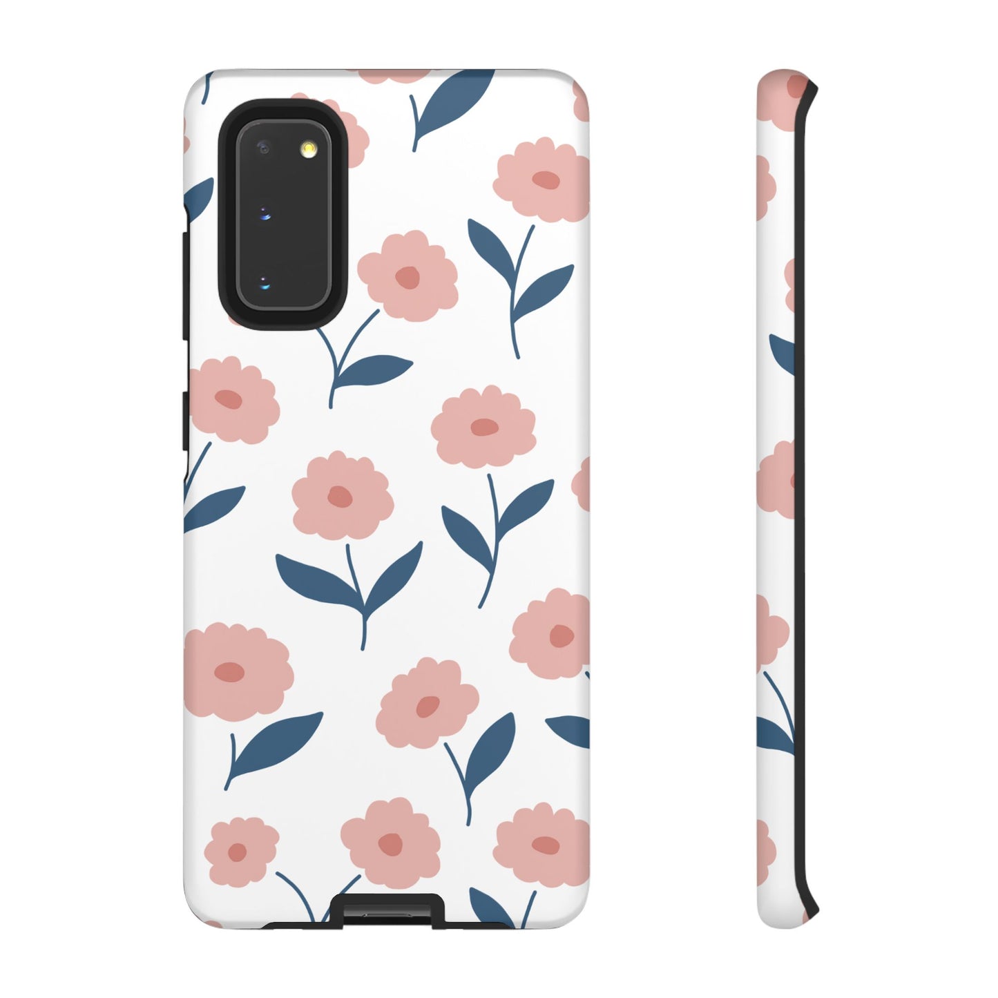 Playful Pink Floral Tough Samsung Galaxy Case – Soft Pastel Design, Slim & Shockproof