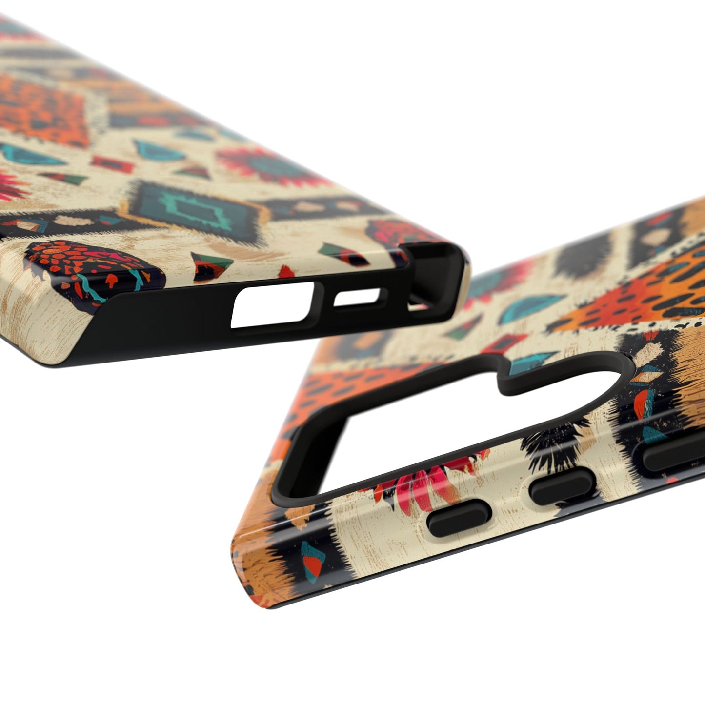 Wild Boho Leopard Print & Floral Tough Samsung Galaxy  Case – Eclectic Tribal Design, Dual-Layer Protection