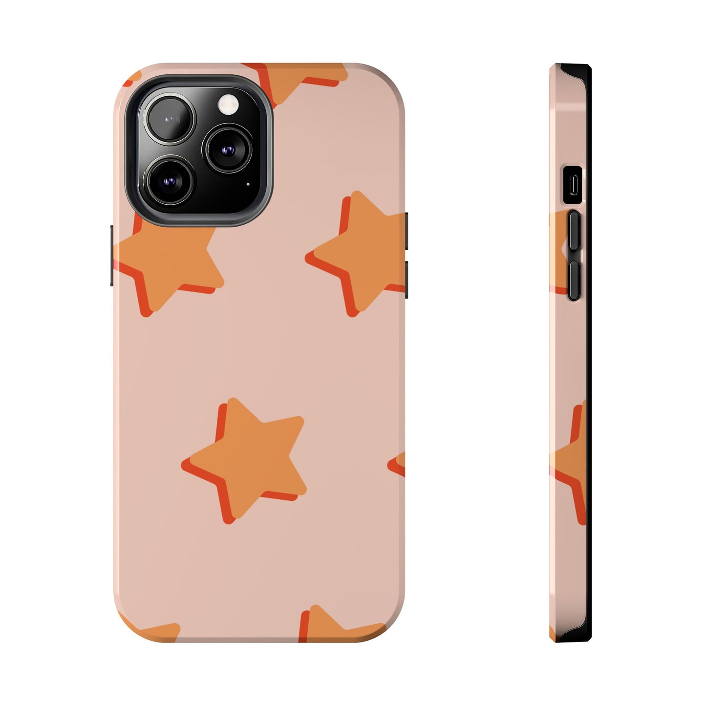 Retro Orange Stars iPhone Case – Shock-Resistant, Smooth Matte Finish, Dual-Layer Design