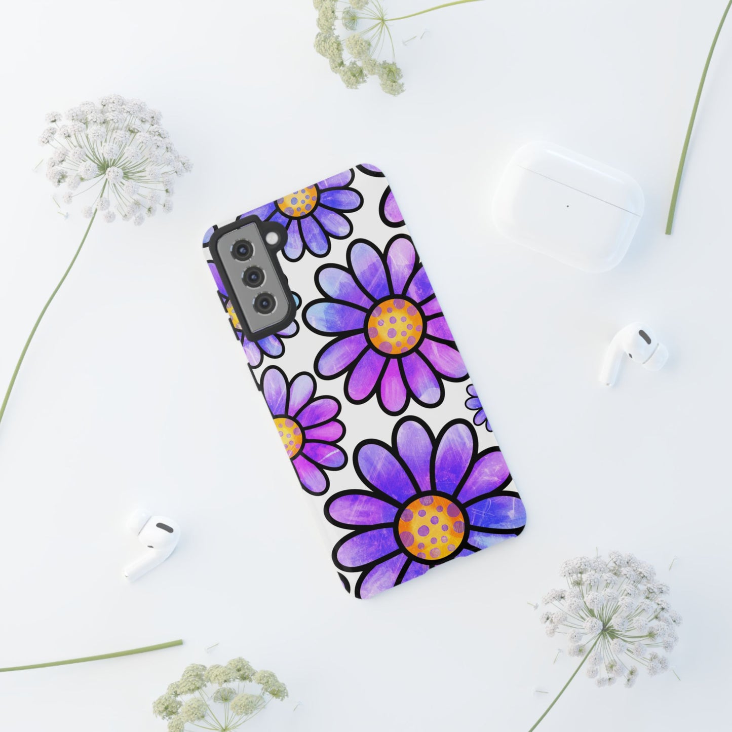 Purple Daisy Delight Samsung Galaxy Case – Slim Profile, Glossy Finish