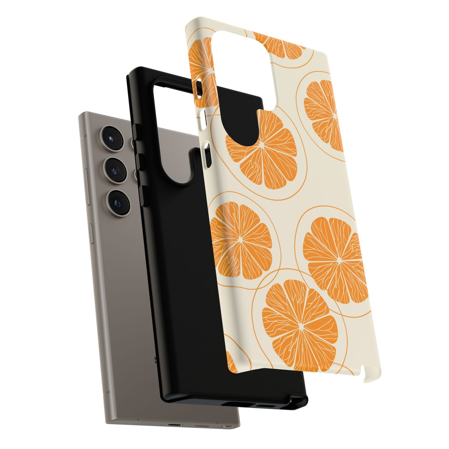 Citrus Burst Pattern Tough Samsung Galaxy  Case – Bold Orange Design, Shockproof Protection