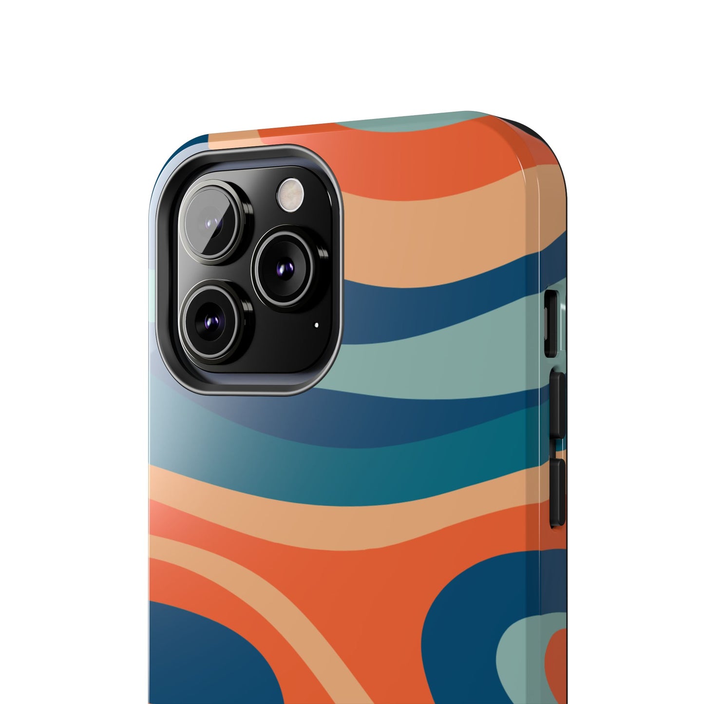 Retro Vibe Wavy Stripes iPhone Case – 70s-Inspired in Teal, Orange, and Rust
