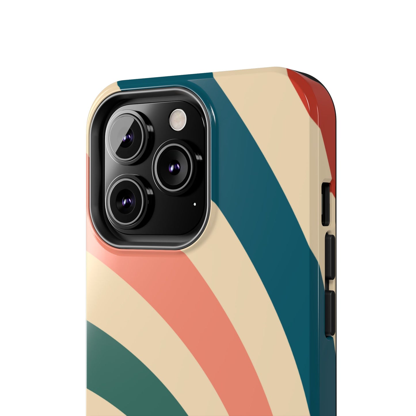 Retro Sunburst Swirl iPhone Case – Dual-Layer Protection with Bold 70s Vibes