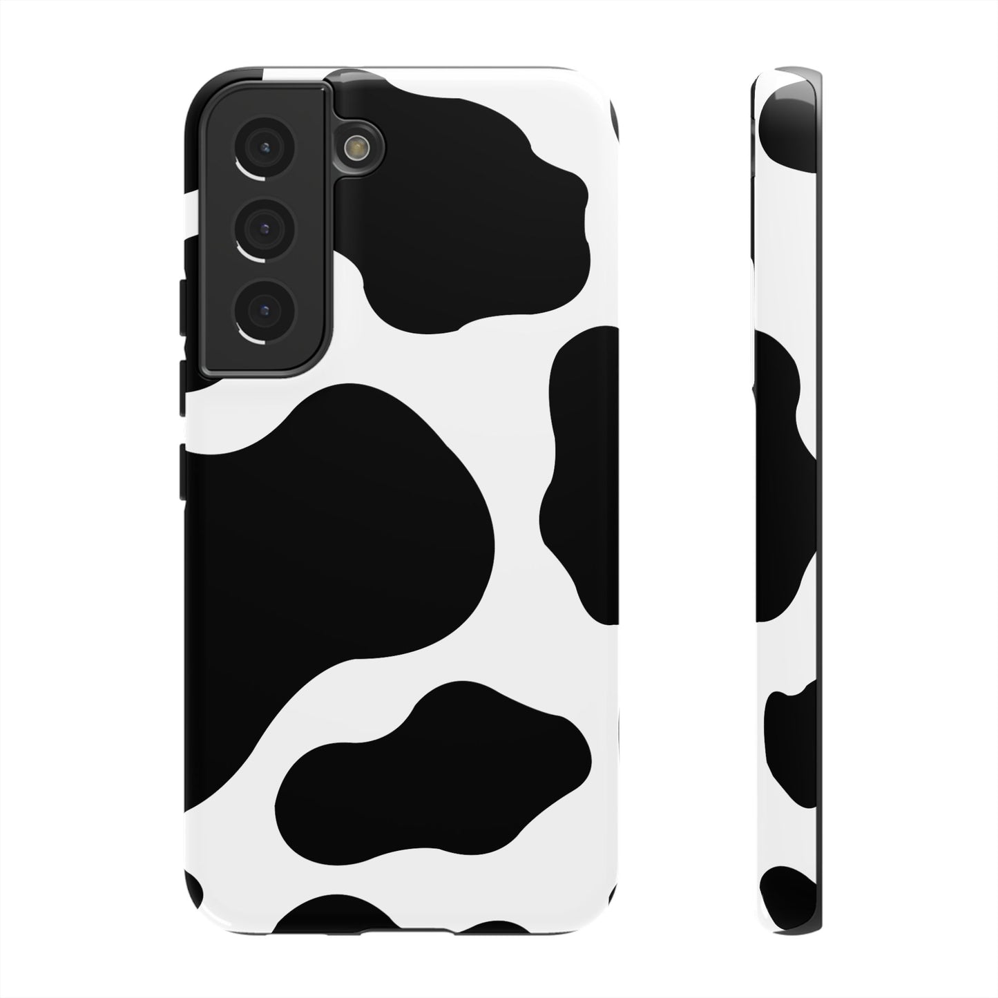 Chic Cow Print Tough Samsung Galaxy Case – Trendy Monochrome Animal Pattern with Dual-Layer Protection