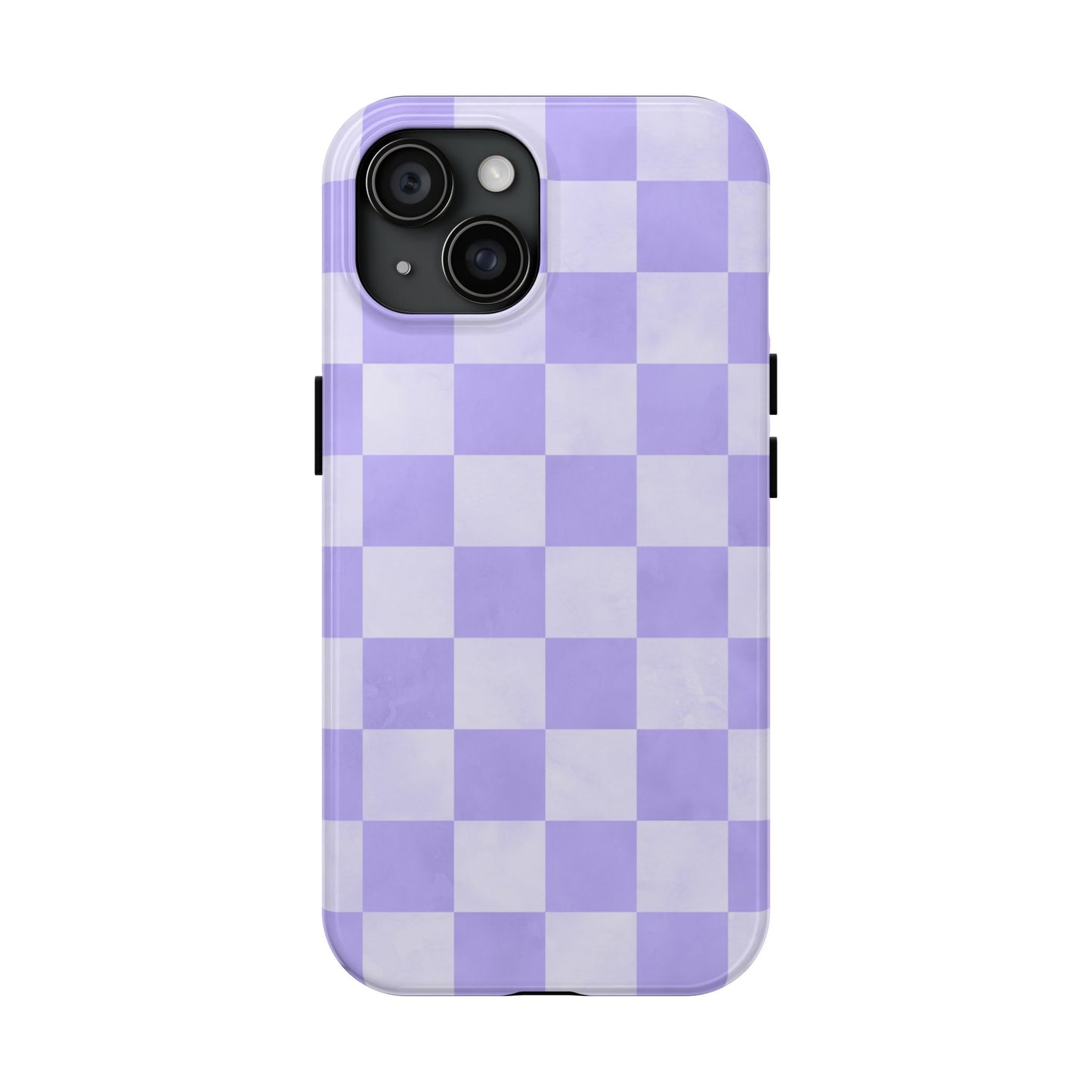 Lavender Checkerboard iPhone Case – Shockproof, Smooth Matte Finish, Dual-Layer Design