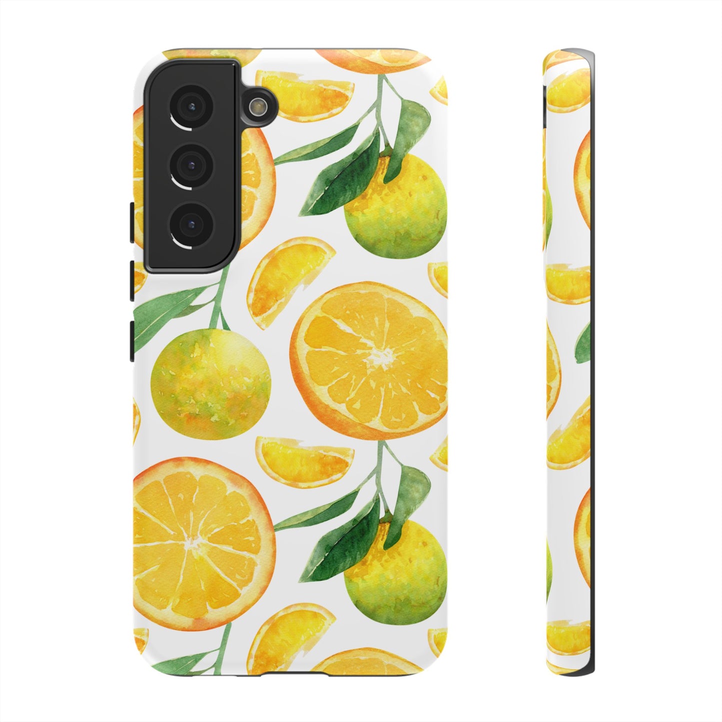 Sunny Citrus Grove Tough Samsung Galaxy Case – Watercolor Orange Design, Dual-Layer Protection