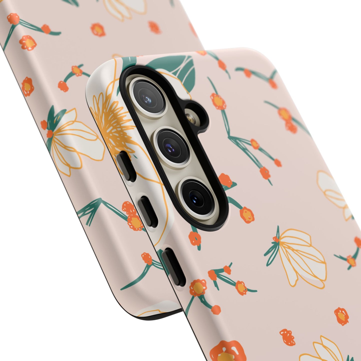 Elegant Magnolia Blossom Tough Samsung Galaxy Case – Soft Blush Background, Shock-Resistant Design