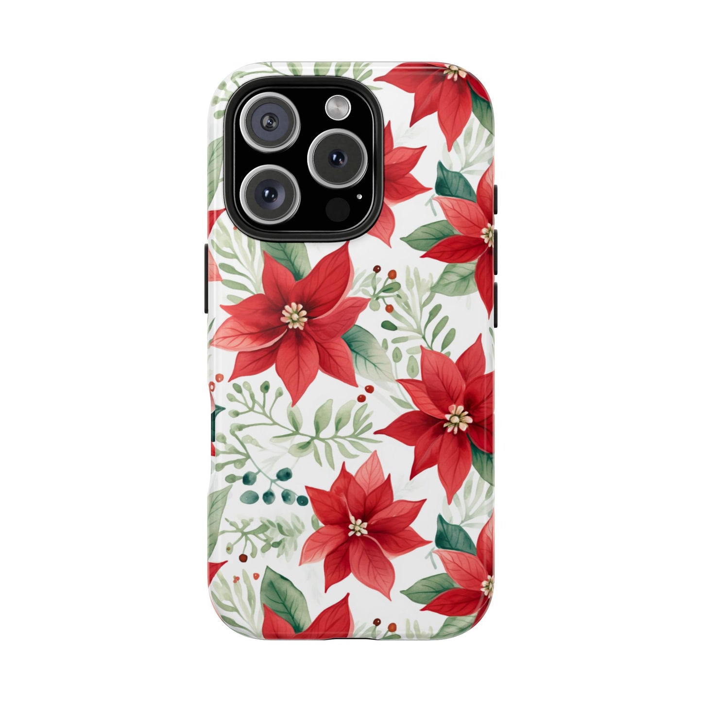 Festive Poinsettia Holiday Pattern – iPhone Series Case