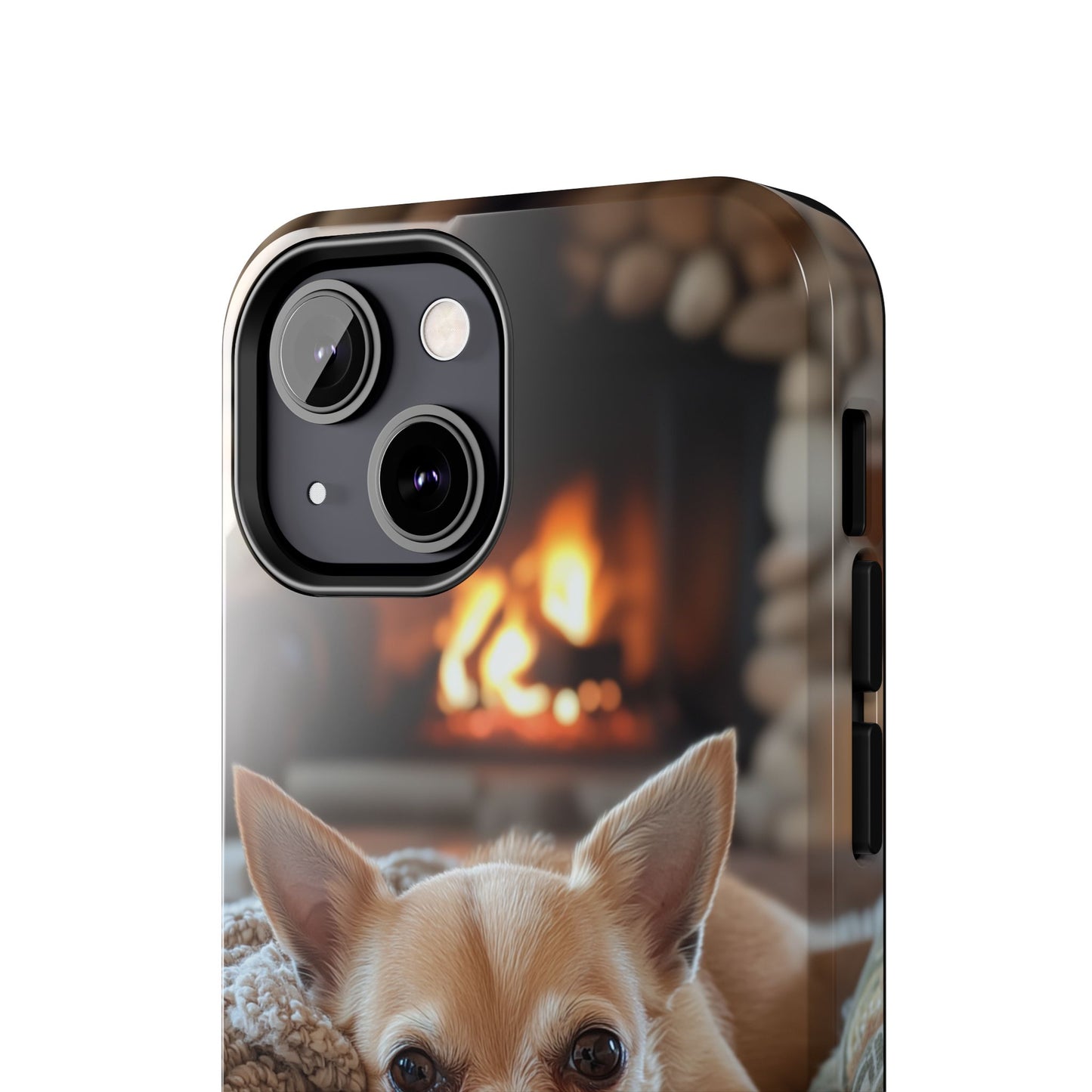 Relaxing Chihuahua by Fireplace iPhone Case – Warm and Stylish Protection