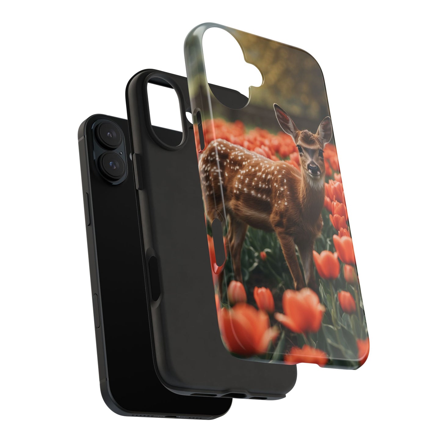 Fawn Among Tulips iPhone Case