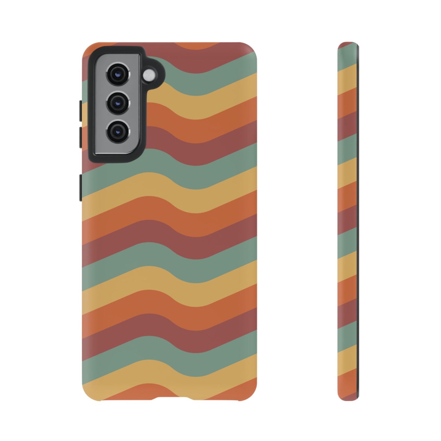 Retro Vibe Wavy Stripes Samsung Galaxy Case – 70s-Inspired in Teal, Orange, and Rust