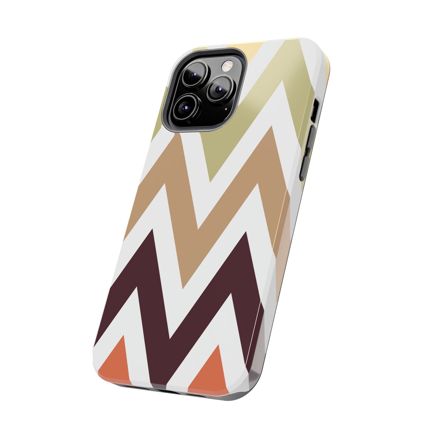 Earthy Chevron iPhone Case – Boho-Inspired Design with Dual-Layer Protection
