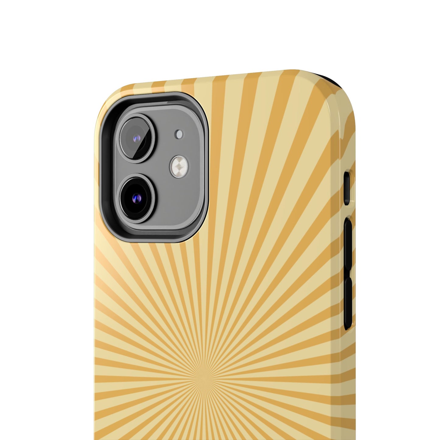 Golden Sunburst iPhone Case – Retro Radiant Design with Dual-Layer Protection