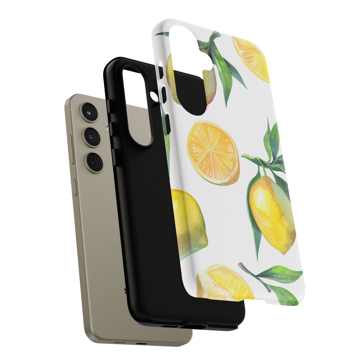Lemon Grove Watercolor Tough Samsung Galaxy  Case – Fresh Citrus Design, Dual-Layer Protection
