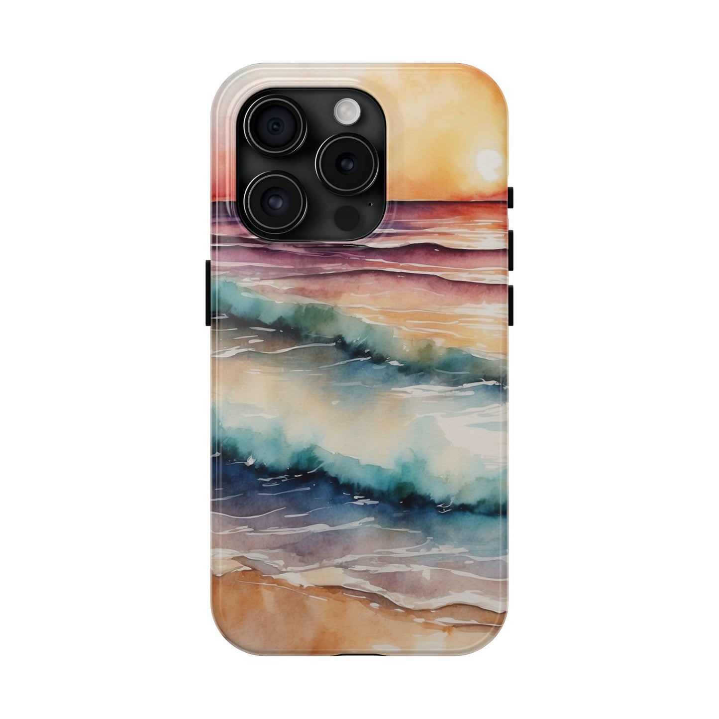 Sunset Waves iPhone Case – Vibrant Watercolor Design