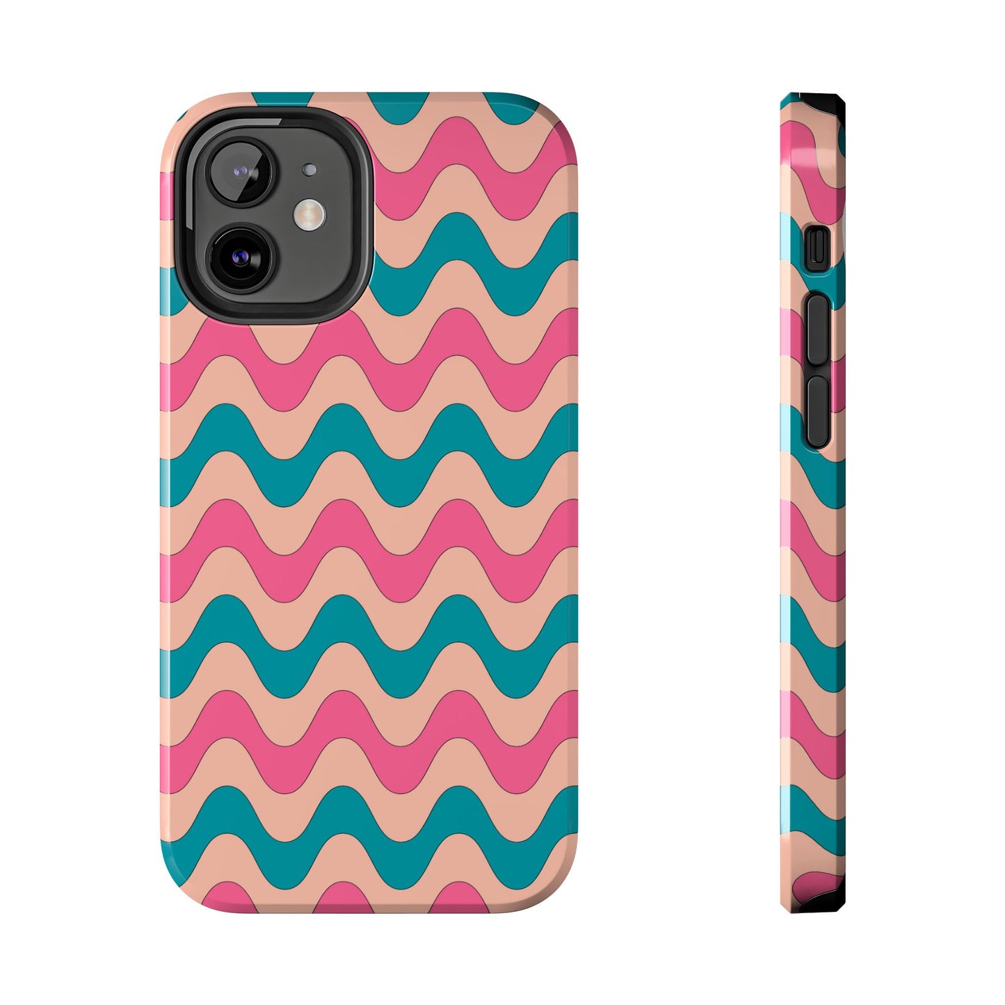Retro Waves Pattern iPhone Case – Shockproof Design with Dual-Layer Protection