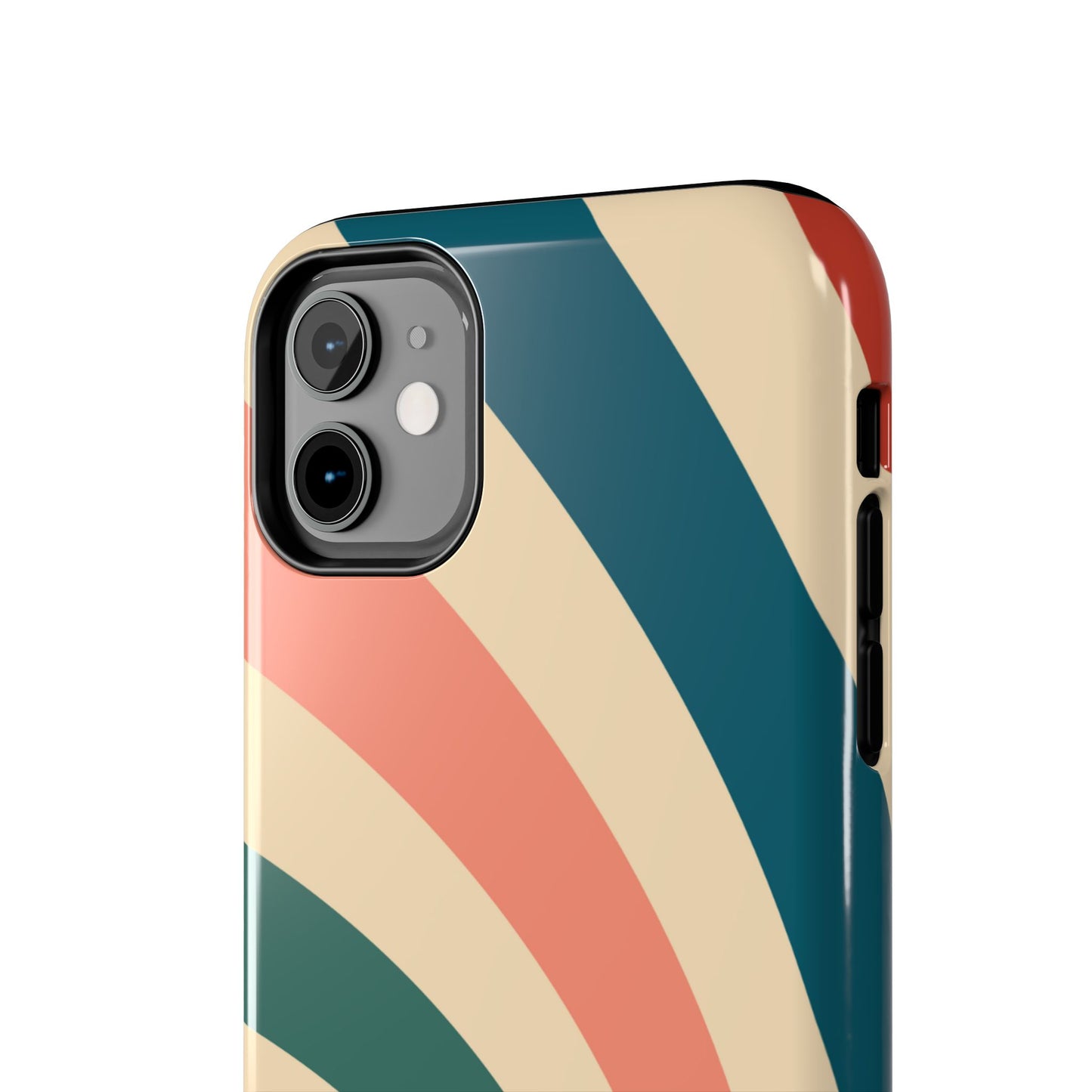 Retro Sunburst Swirl iPhone Case – Dual-Layer Protection with Bold 70s Vibes
