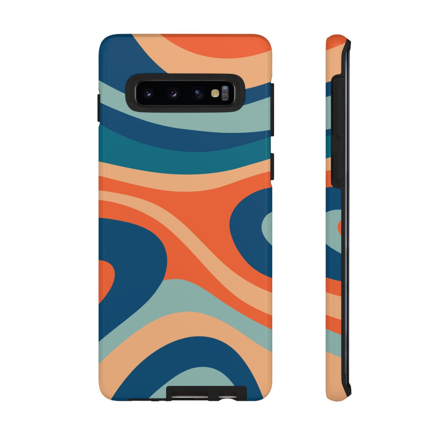 Retro Vibe Wavy Stripes Samsung Galaxy Case – 70s-Inspired in Teal, Orange, and Rust