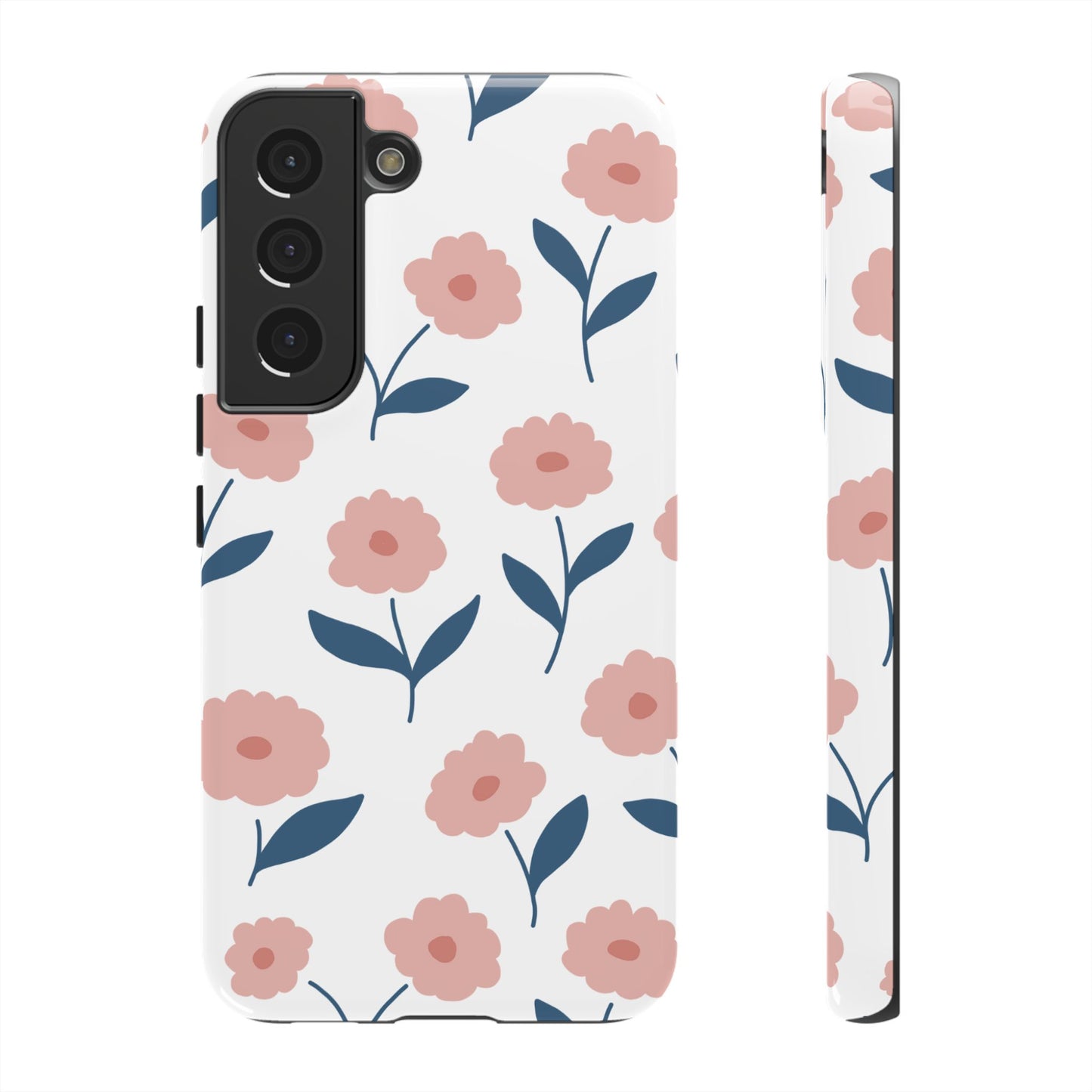 Playful Pink Floral Tough Samsung Galaxy Case – Soft Pastel Design, Slim & Shockproof