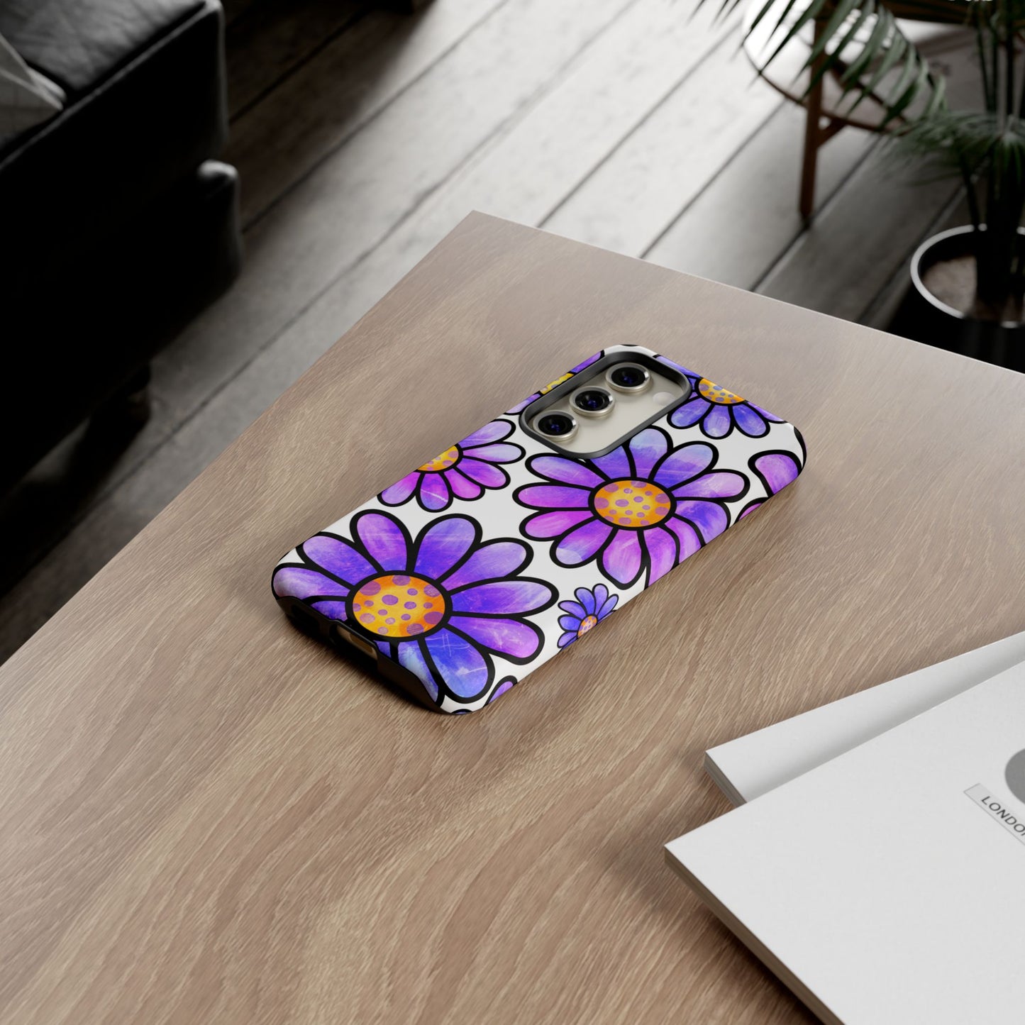 Purple Daisy Delight Samsung Galaxy Case – Slim Profile, Glossy Finish