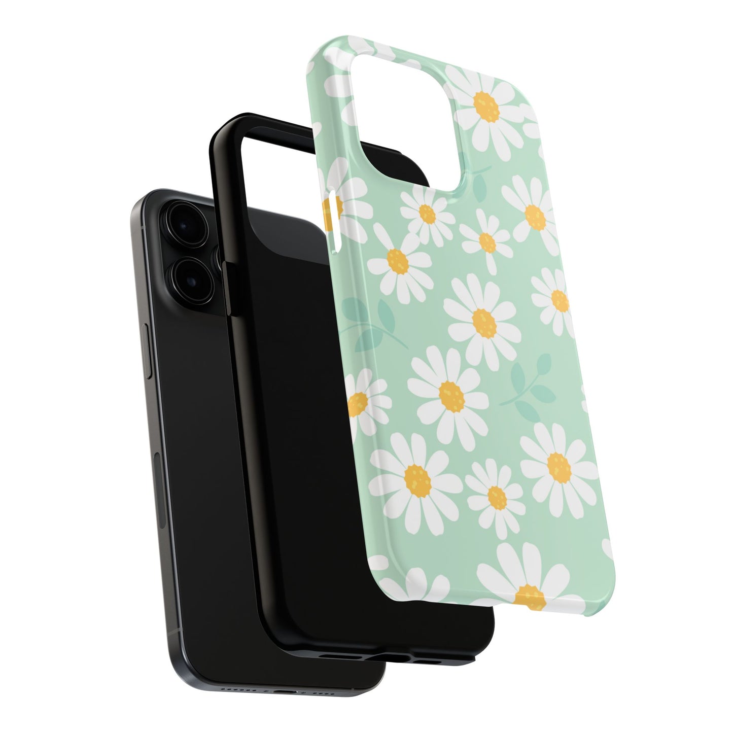 Pastel Daisy iPhone Case – Soft Mint Green Floral Design, Slim and Durable - BOGO Cases