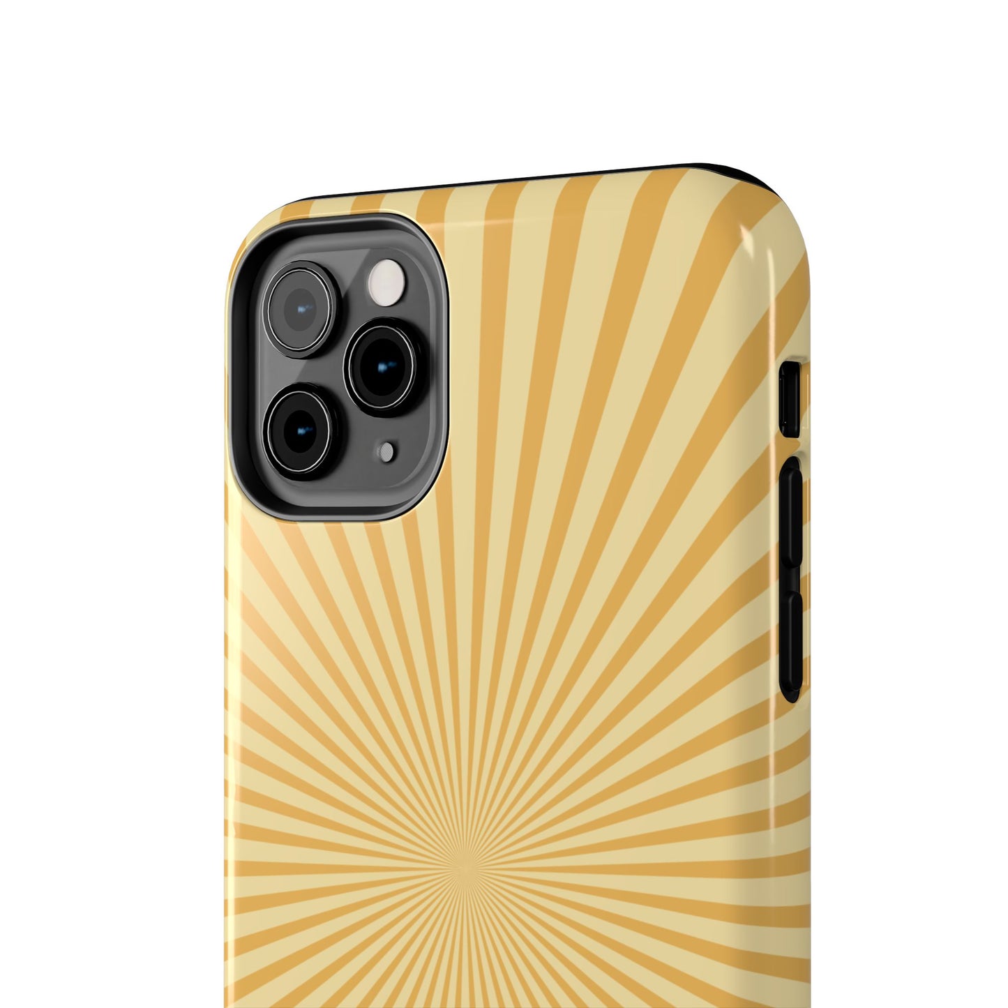 Golden Sunburst iPhone Case – Retro Radiant Design with Dual-Layer Protection