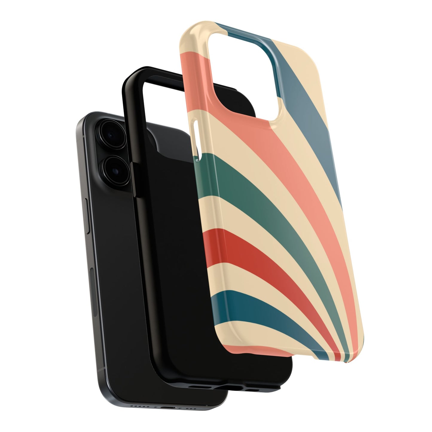 Retro Sunburst Swirl iPhone Case – Dual-Layer Protection with Bold 70s Vibes