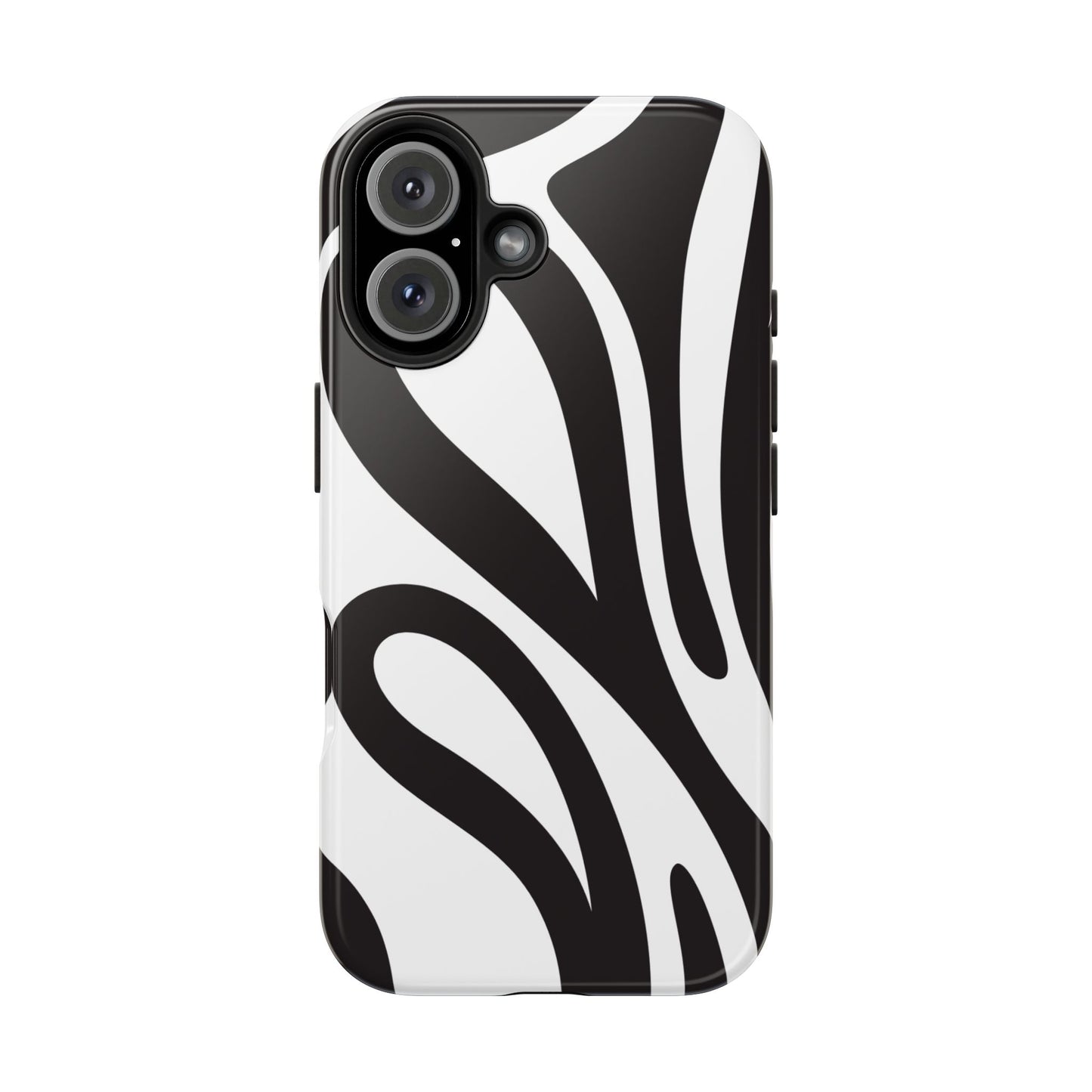 Modern Black and White Abstract Tough iPhone Case – Bold Graphic Pattern with Dual-Layer Protection