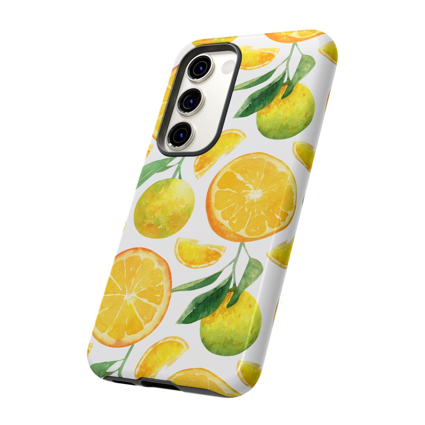 Sunny Citrus Grove Tough Samsung Galaxy Case – Watercolor Orange Design, Dual-Layer Protection