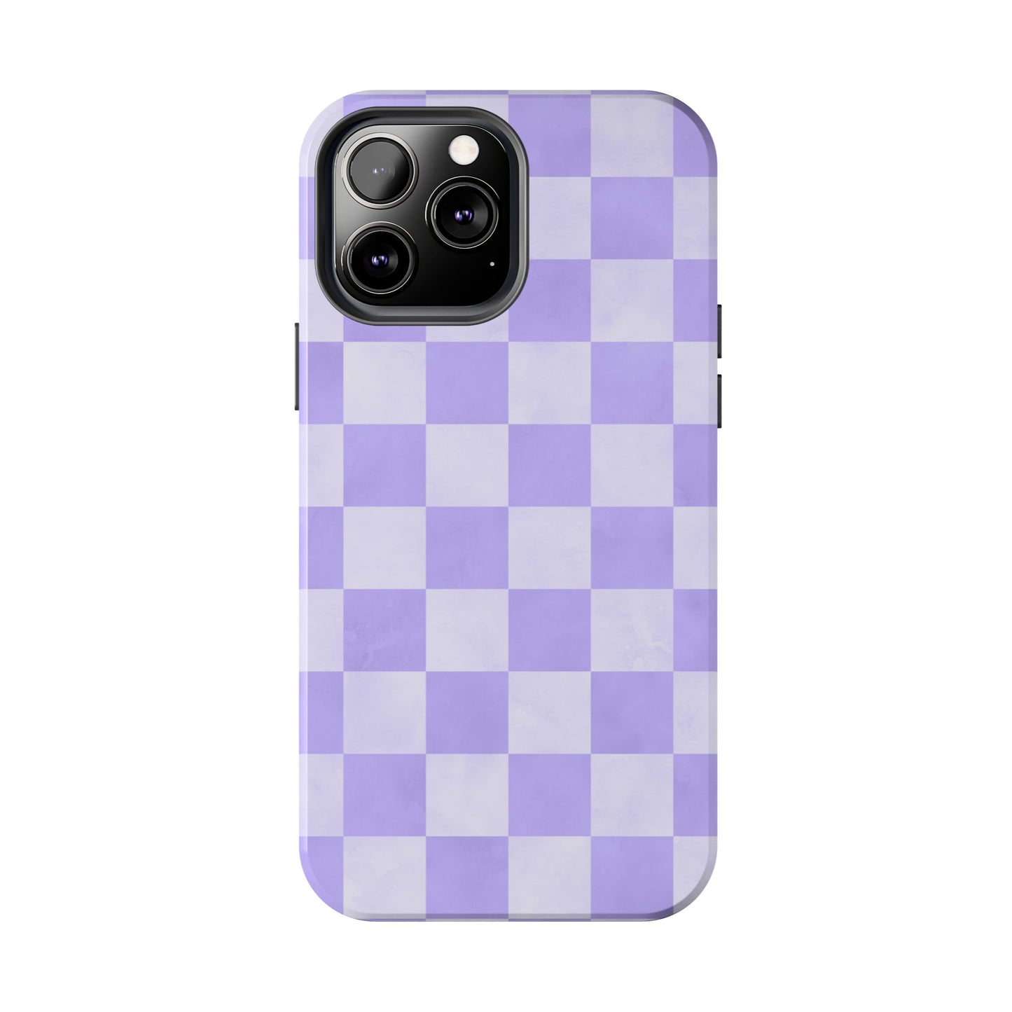 Lavender Checkerboard iPhone Case – Shockproof, Smooth Matte Finish, Dual-Layer Design