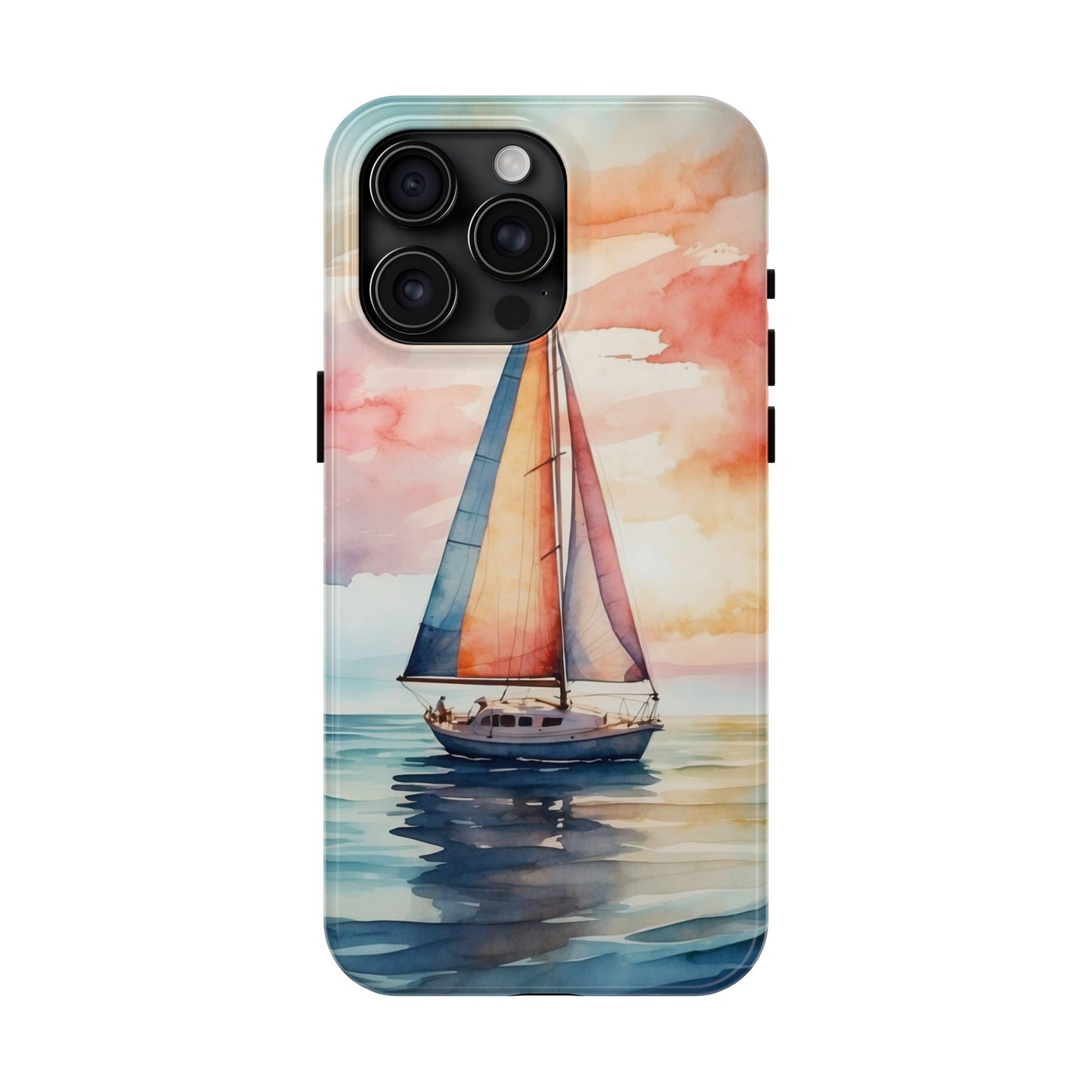 Sailboat Sunset iPhone Case – Vibrant Watercolor Design