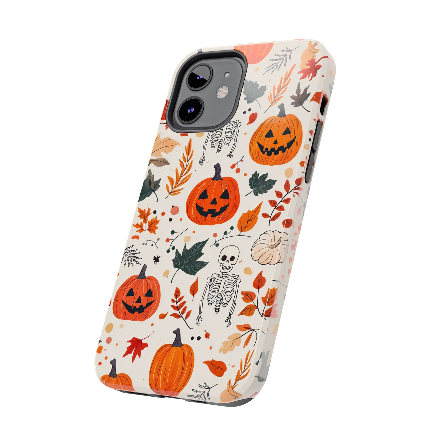 Halloween Pumpkin & Skeleton iPhone Case – Spooky Autumn Design