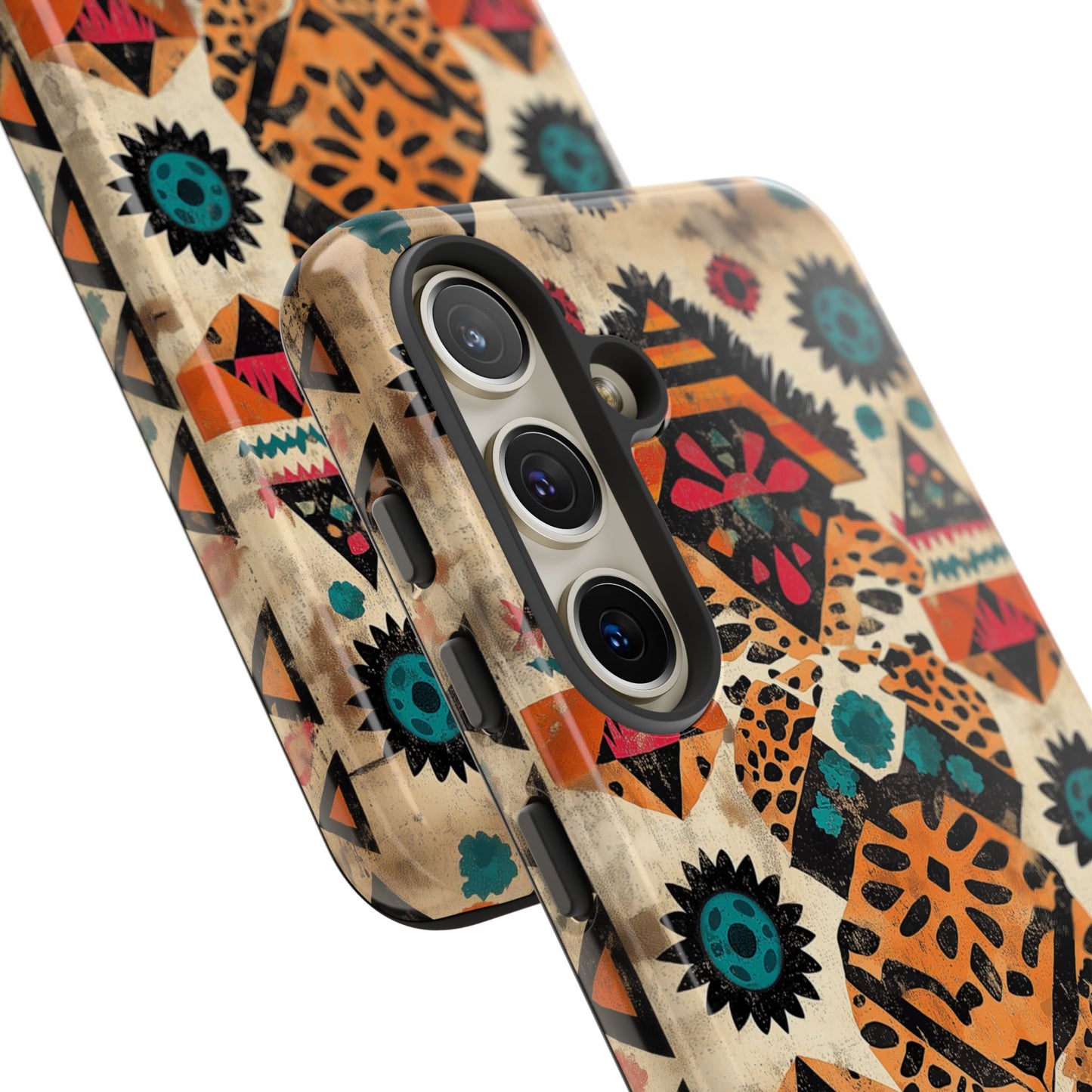 Bohemian Leopard & Tribal Floral Tough Samsung Galaxy Case – Vibrant Eclectic Design, Dual-Layer Protection