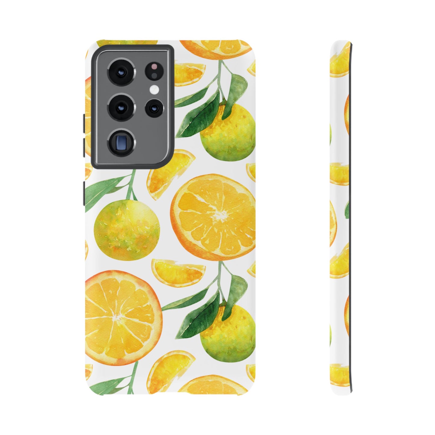 Sunny Citrus Grove Tough Samsung Galaxy Case – Watercolor Orange Design, Dual-Layer Protection