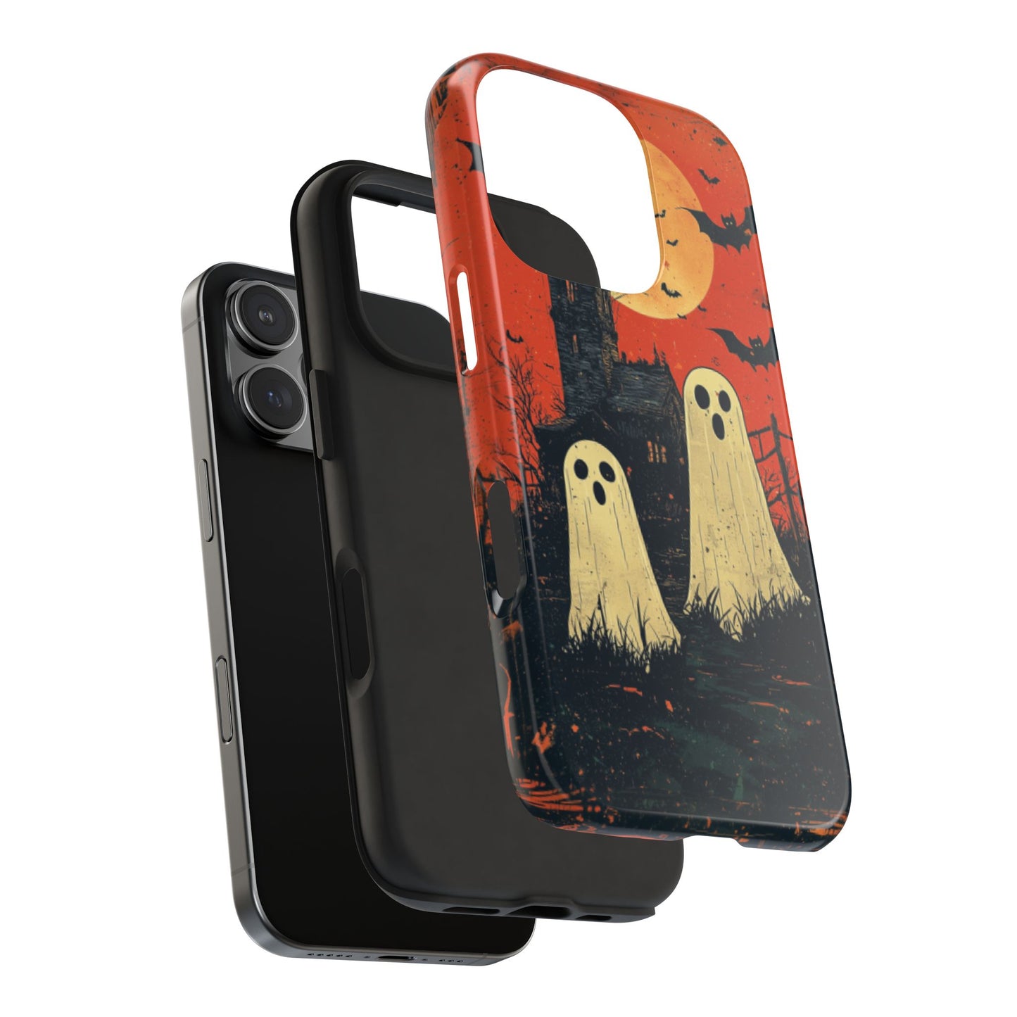 Haunted House & Ghosts iPhone Case – Spooky Halloween Full Moon Design