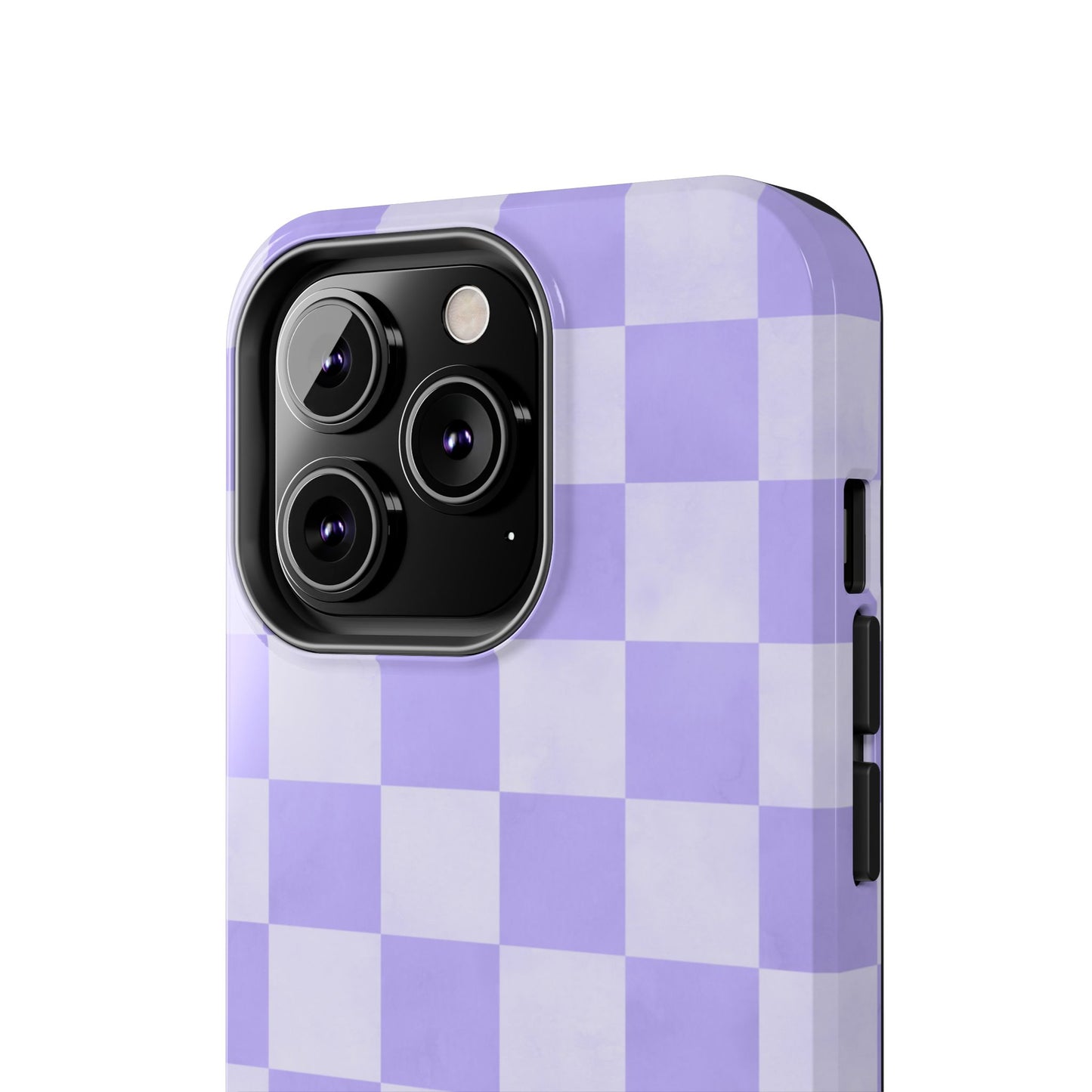Lavender Checkerboard iPhone Case – Shockproof, Smooth Matte Finish, Dual-Layer Design